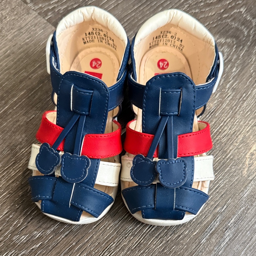 Kids Boy Girl Blue, Red & White Sandal - Comfortable Summer Shoes